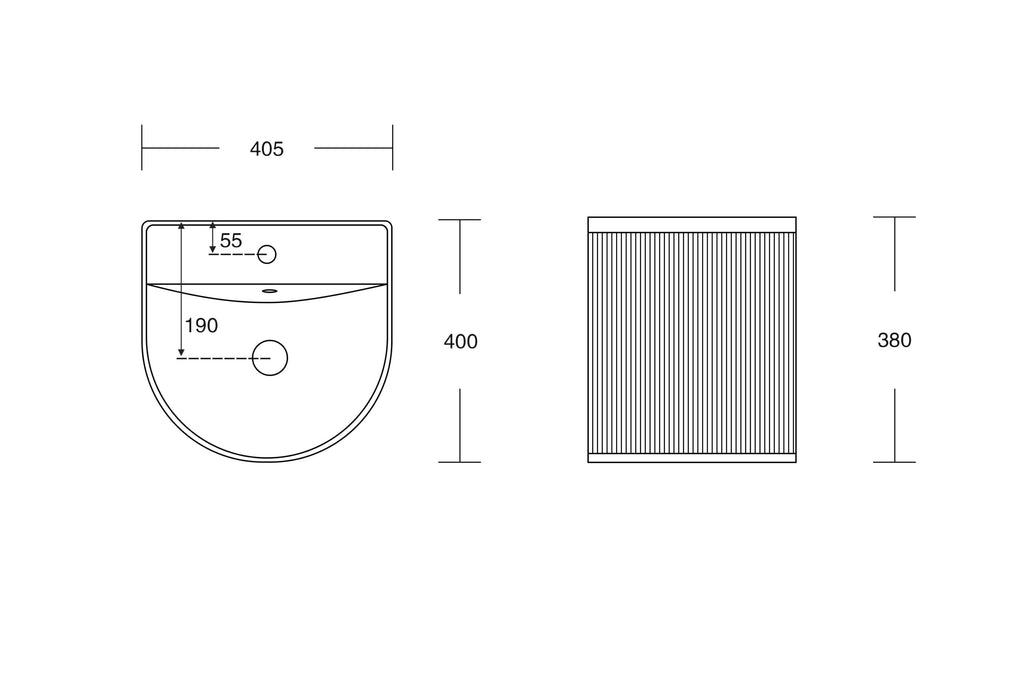 WHITE WALL HUNG ART BASIN 400x400x380MM