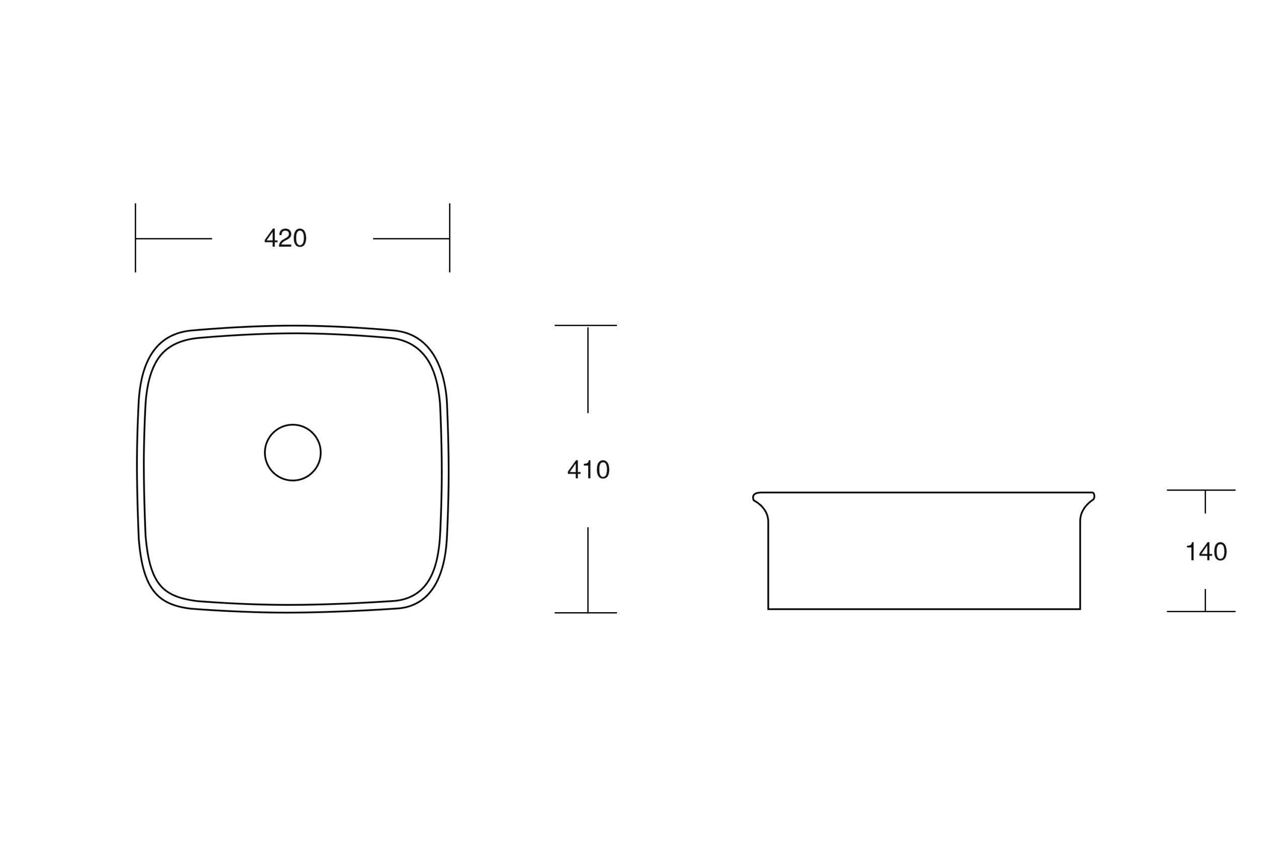 WHITE ART BASIN 415x415x140MM