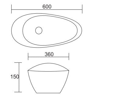 VIOLA WHITE ART BASIN 600x360x150MM