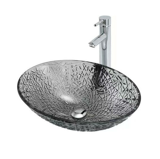 BLACK GLASS ART BASIN 500x355x155MM