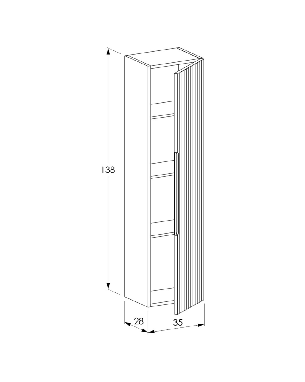 RIGO tall unit technical dimensions