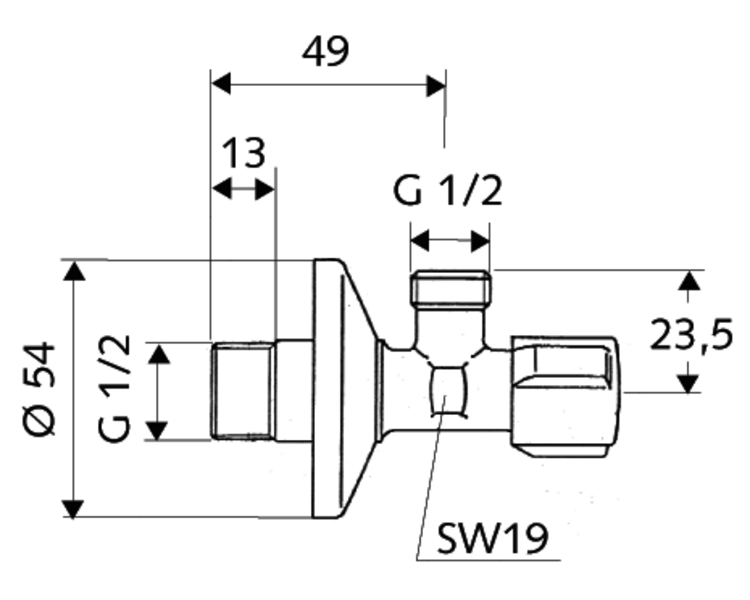 COMFORT REGULATING ANGLE VALVE 1/2″X1/2″