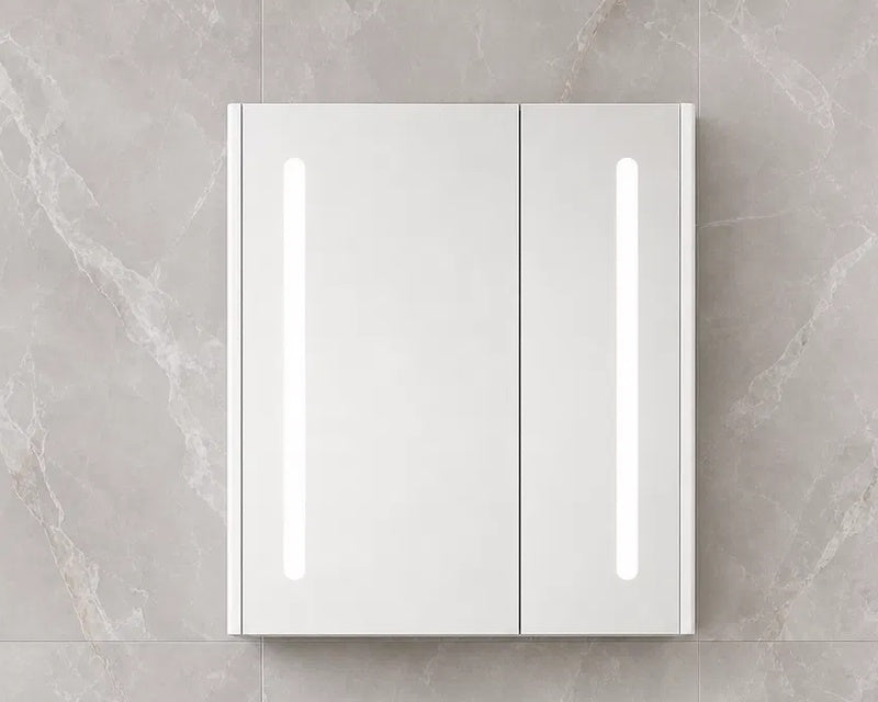 ELEKTRA 602 WALL HUNG BASIN FURNITURE WITH BASIN AND LED ANTI-FOG CABINET MIRROR 600X500X515MM