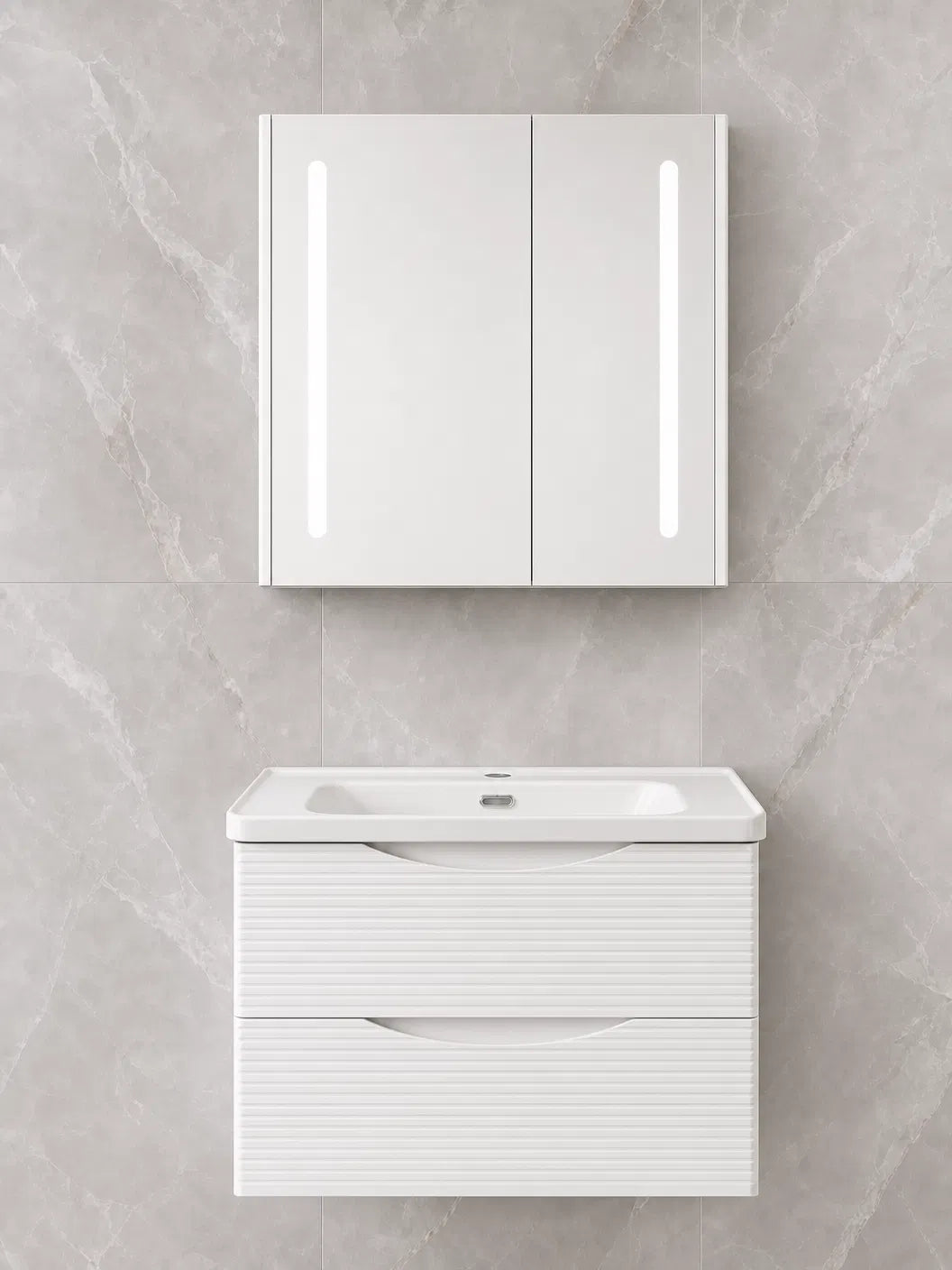 ELEKTRA 802 WALL HUNG BASIN FURNITURE WITH BASIN AND LED ANTI-FOG MIRROR 800X500X515