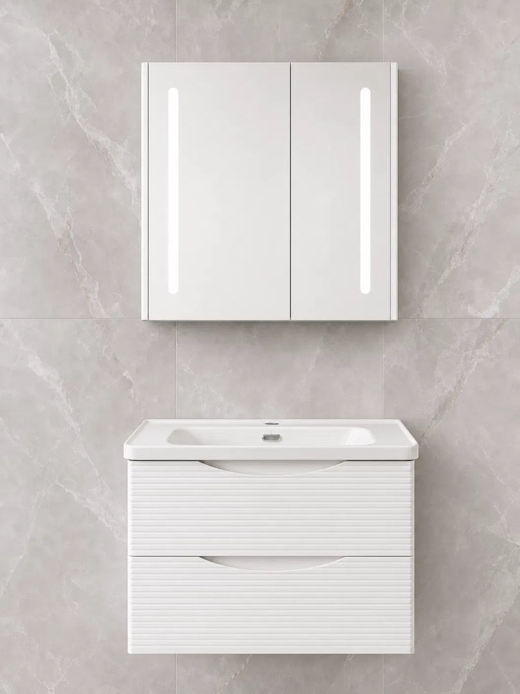 ELEKTRA 802 WALL HUNG BASIN FURNITURE WITH BASIN AND LED ANTI-FOG MIRROR 800X500X515