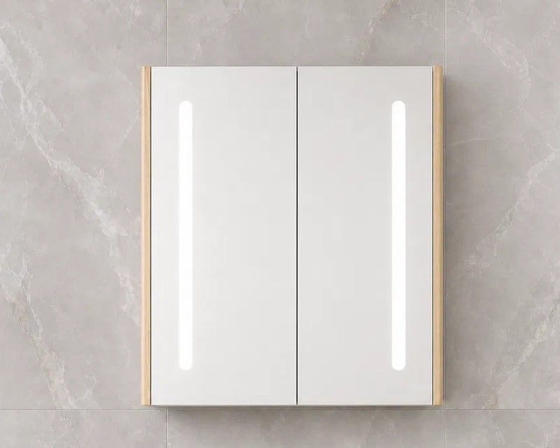 ELEKTRA 603 WALL HUNG BASIN FURNITURE WITH BASIN AND LED ANTI-FOG CABINET MIRROR 600X500X515MM