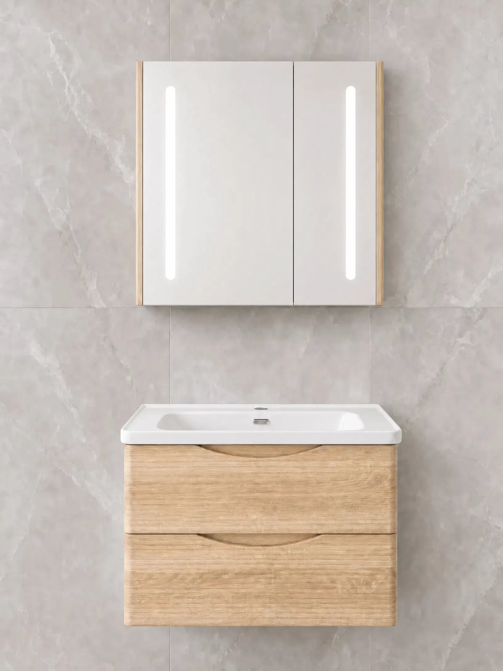 ELEKTRA 803 WALL HUNG BASIN FURNITURE WITH BASIN AND LED ANTI-FOG MIRROR 800X500X515