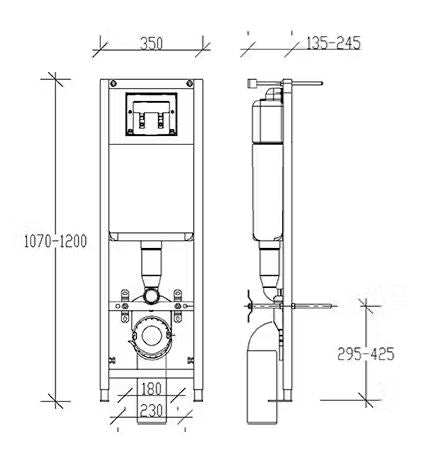 VERSO CONCEALED CISTERN 11100 FOR PLASTERBOARD COVERING