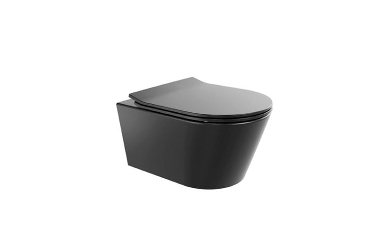 URB.Y 48 BLACK MATTE RIMFLUSH WALL HUNG TOILET WITH HIDDEN FIXINGS