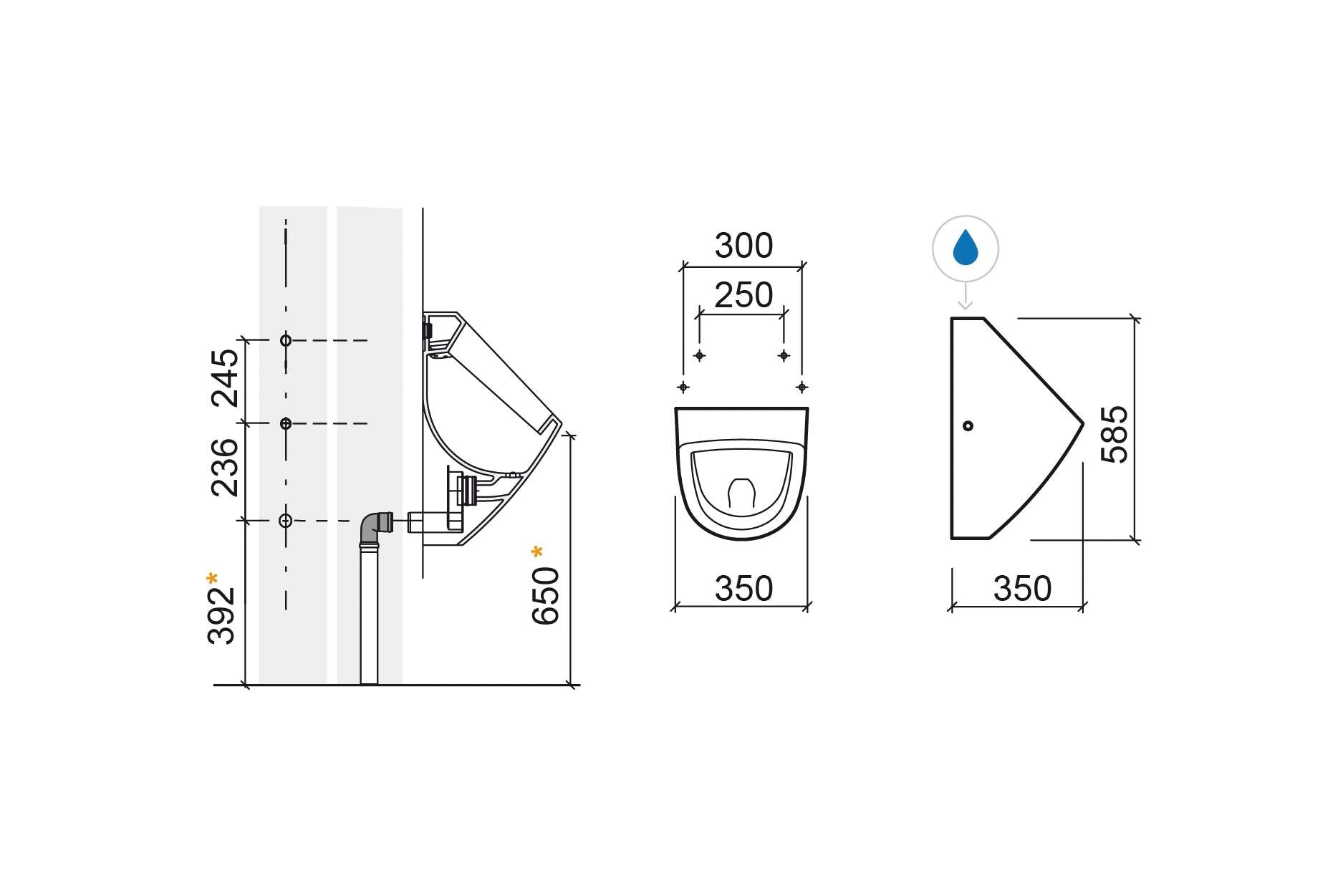 FORMA TOP WATER INLET URINAL