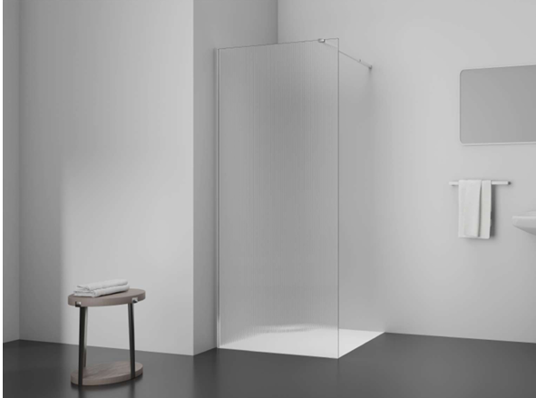 WALK-IN SHOWER DOOR CLEAR GLASS CHROME FLUTED GLASS