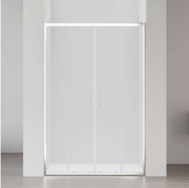 SLIDING SHOWER CABIN 2 FIXED & 2 SLIDING GLASSES CHROME CLEAR GLASS