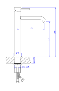 MEDITATION BASIN TALL BASIN MIXER INOX