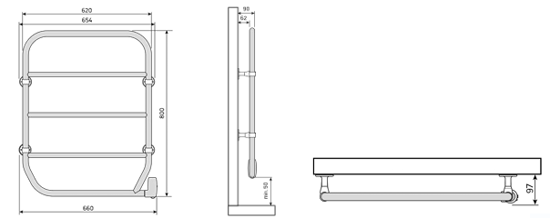 NILA P 62  (IP 44) BATH ELECTRIC TOWEL WARMER