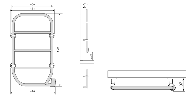 NILA P 45 (IP 44) BATH ELECTRIC TOWEL WARMER