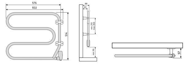 MURIA P 58 (IP 44) BATH ELECTRIC TOWEL WARMER