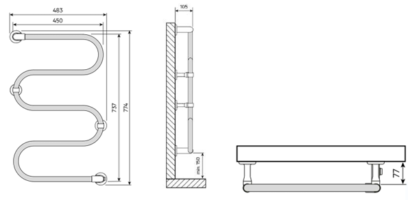 ATHENA S 74-CP BATH ELECTRIC TOWEL WARMER