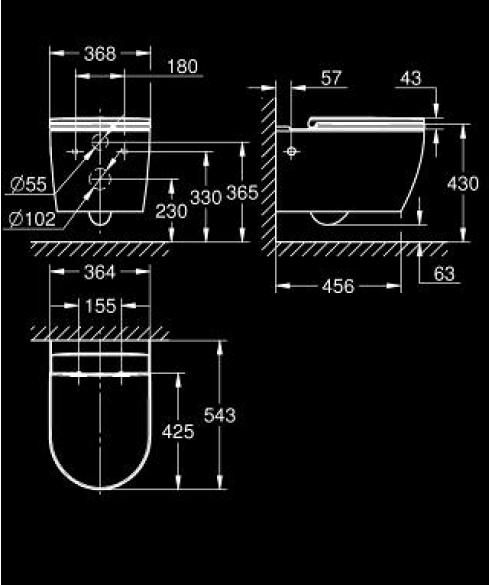 GROHE BAU CERAMIC WALL HUNG WC SET