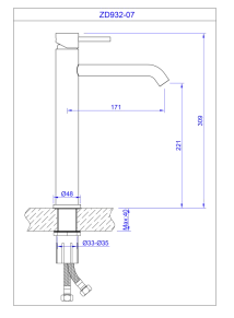 MEDITATION BASIN MIXER BLACK MATT TALL
