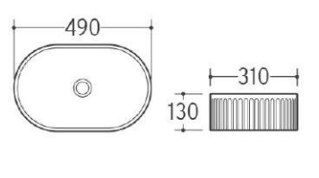 ART SLIM COUNTERTOP BASIN 490x310x130mm