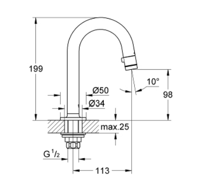 GROHE UNIVERSAL PILLAR TAP 1/2″ SUPERSTEEL