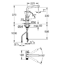GROHE BLUE PURE MINTA SINK MIXER