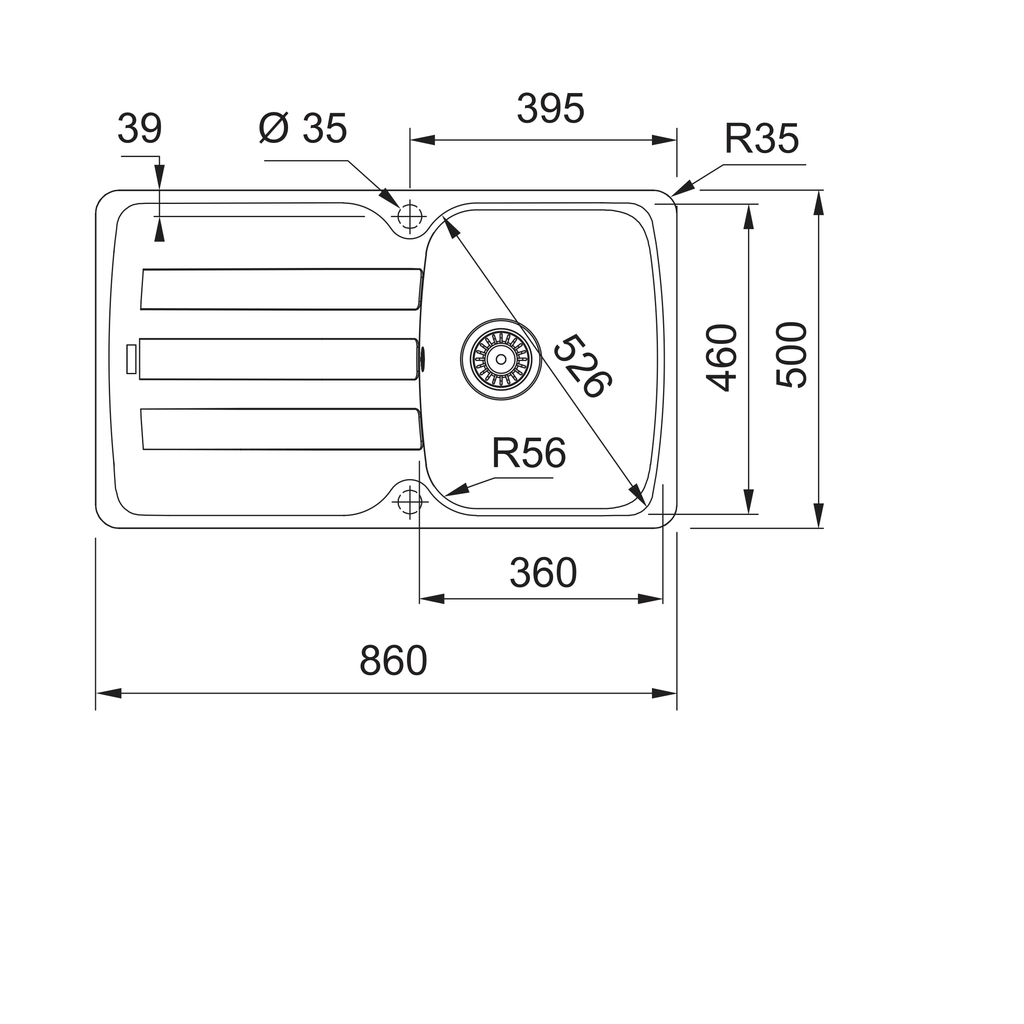 Franke technical drawing — official manufacturer