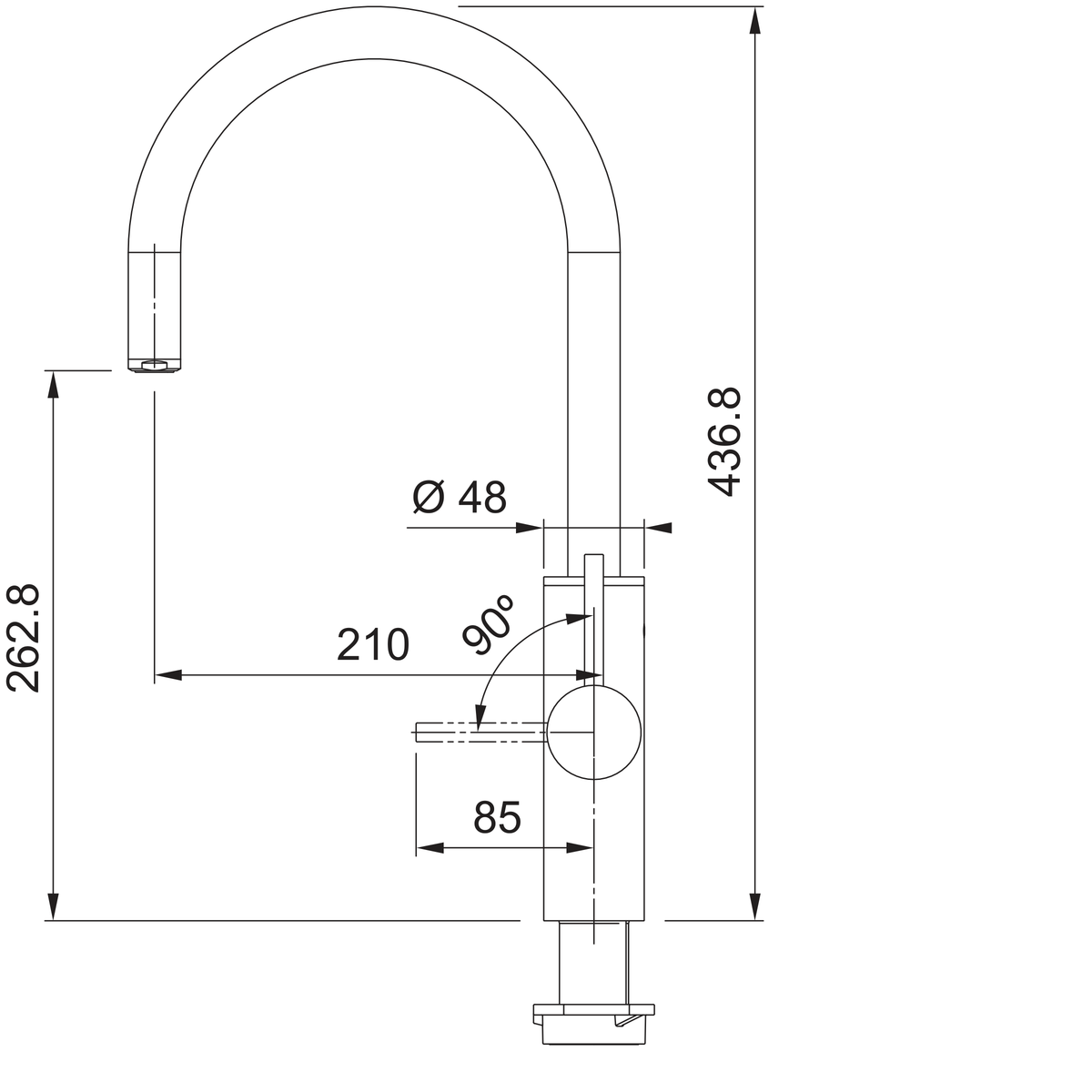 Franke Mythos Water Hub All in One Copper - technical drawing