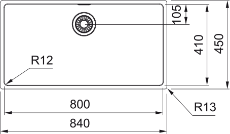 FRANKE Square BXX 210-80 Inox 80X41cm