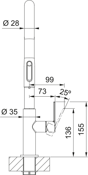 FRANKE Maris Slim Sink Mixer Clear Water Pull out Chrome
