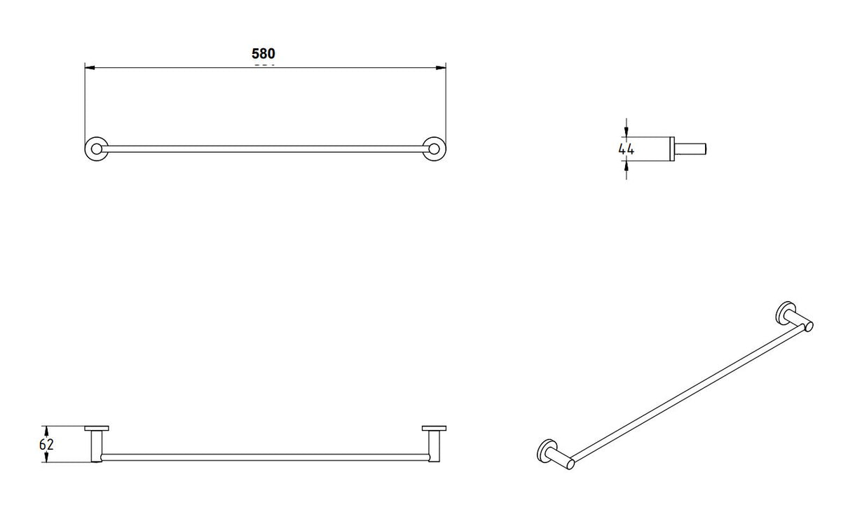 SIGMA BLACK MATTE SINGLE TOWEL RAIL