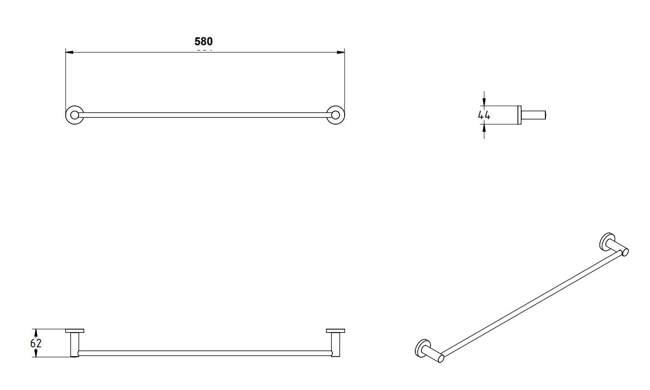 SIGMA BLACK MATTE SINGLE TOWEL RAIL