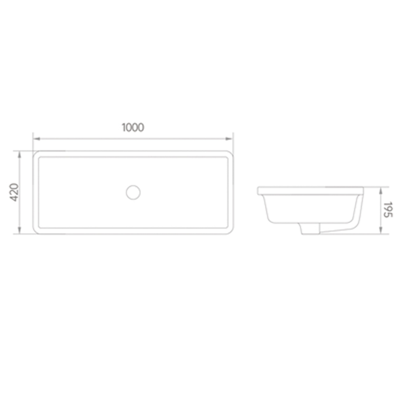 WHITE UNDERCOUNTER BASIN 1000x420x195MM