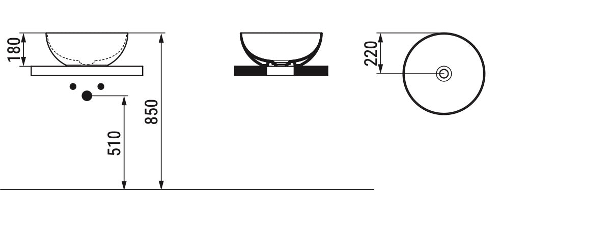NOEMI SKY BLUE ROUND BASIN 44X44X18CM