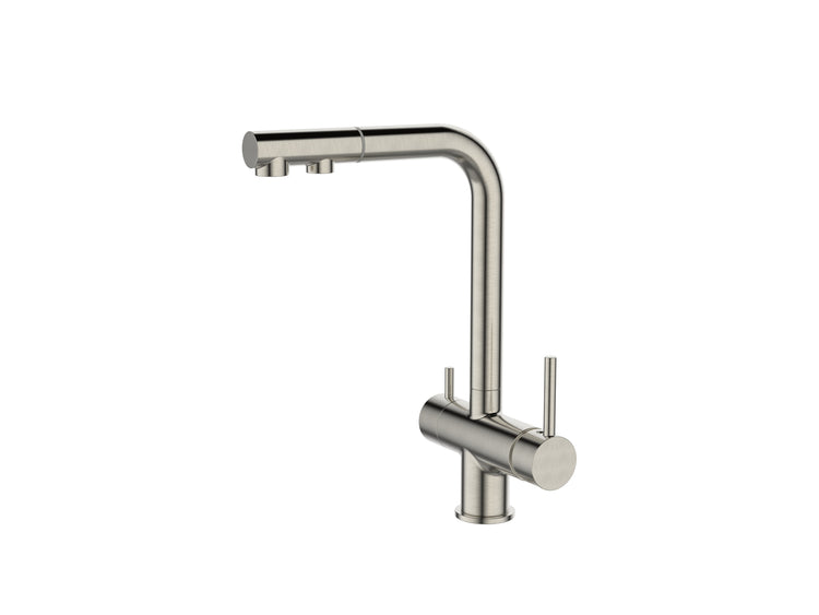 BRUSHED CHROME PULL OUT KITCHEN MIXER 3-WAY