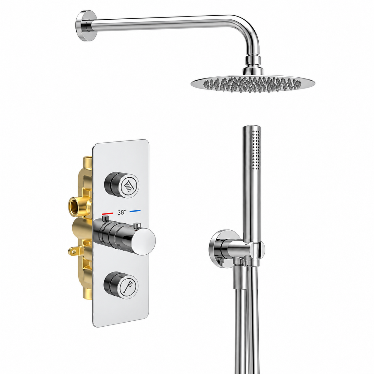 AXIS round concealed thermostatic shower mixer system in chrome