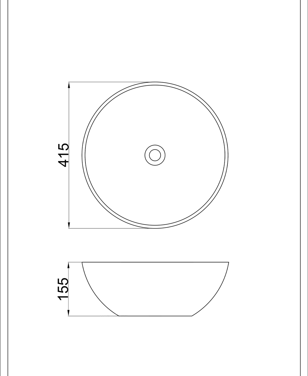 Basin technical dimensions