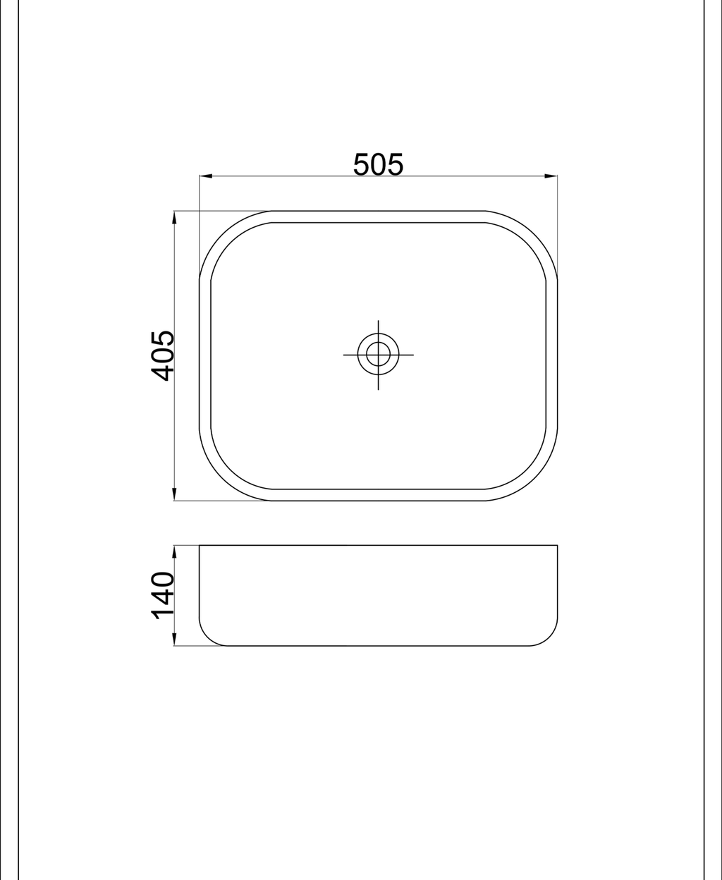 Basin technical dimensions