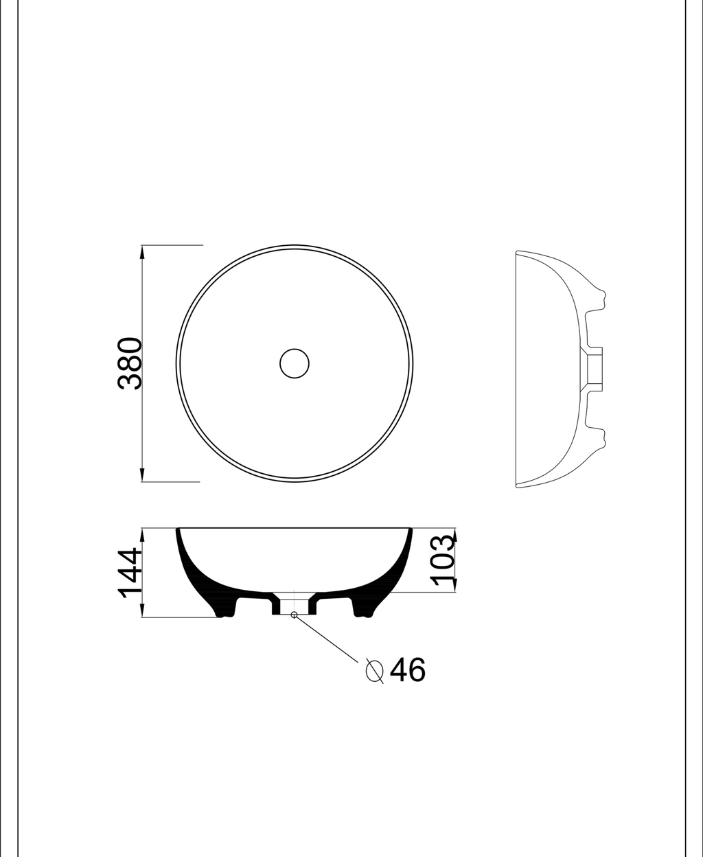 Basin technical dimensions