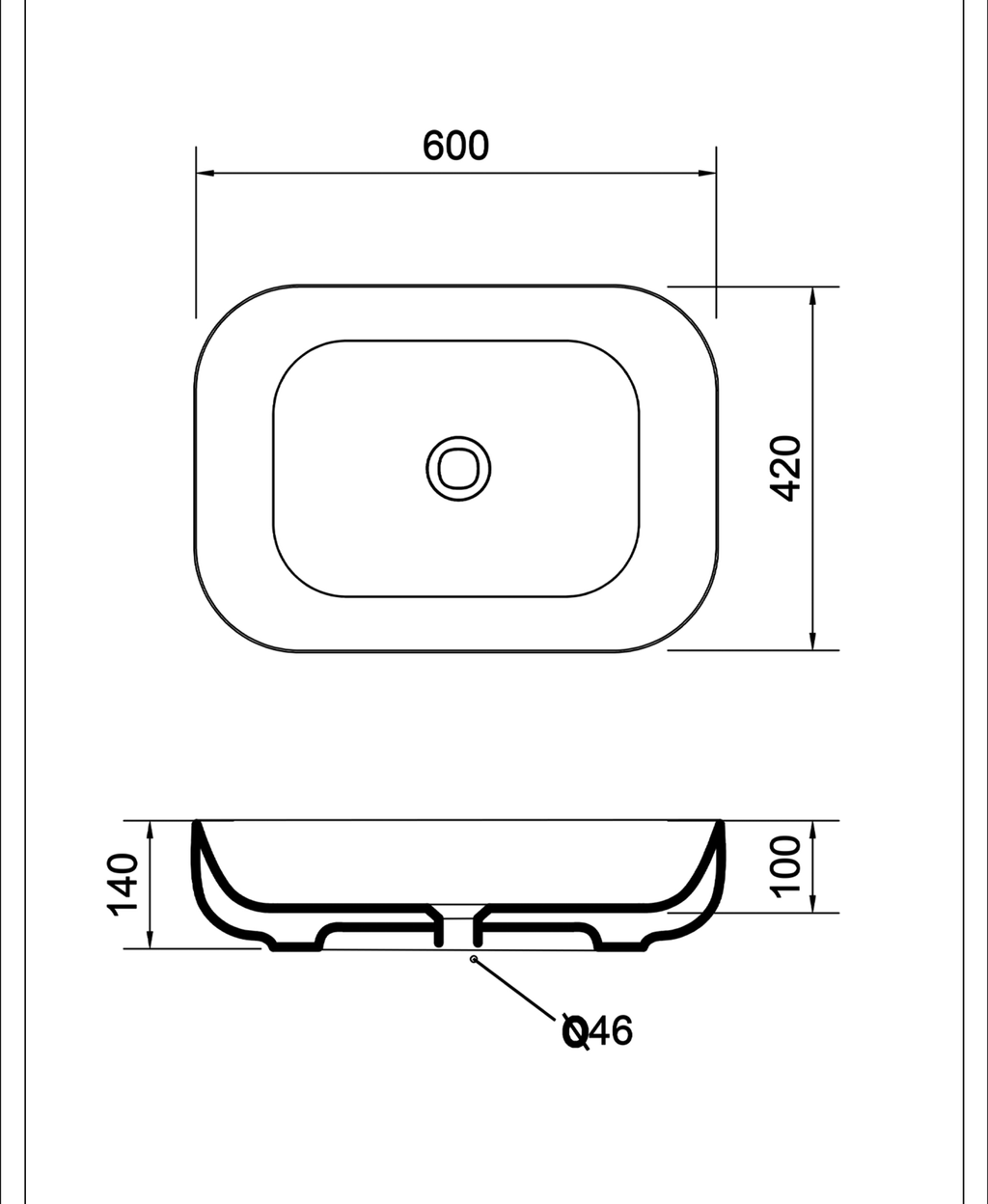 Basin technical dimensions