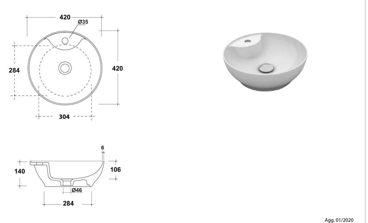 Basin technical dimensions