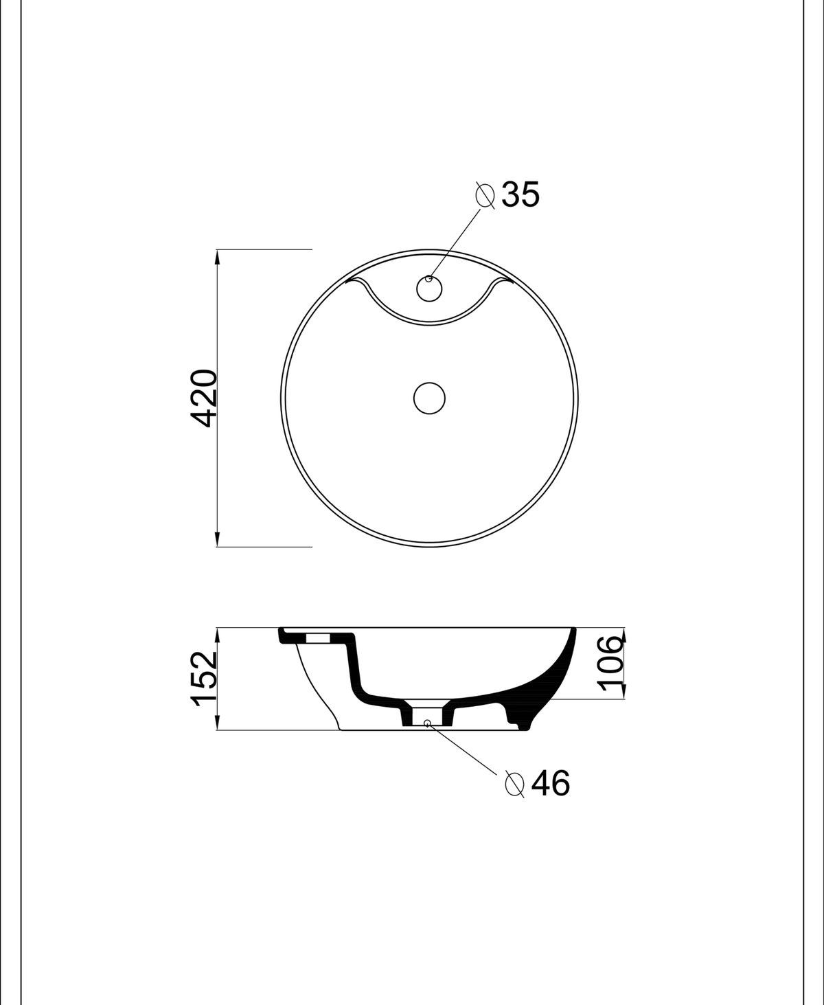 Basin technical dimensions