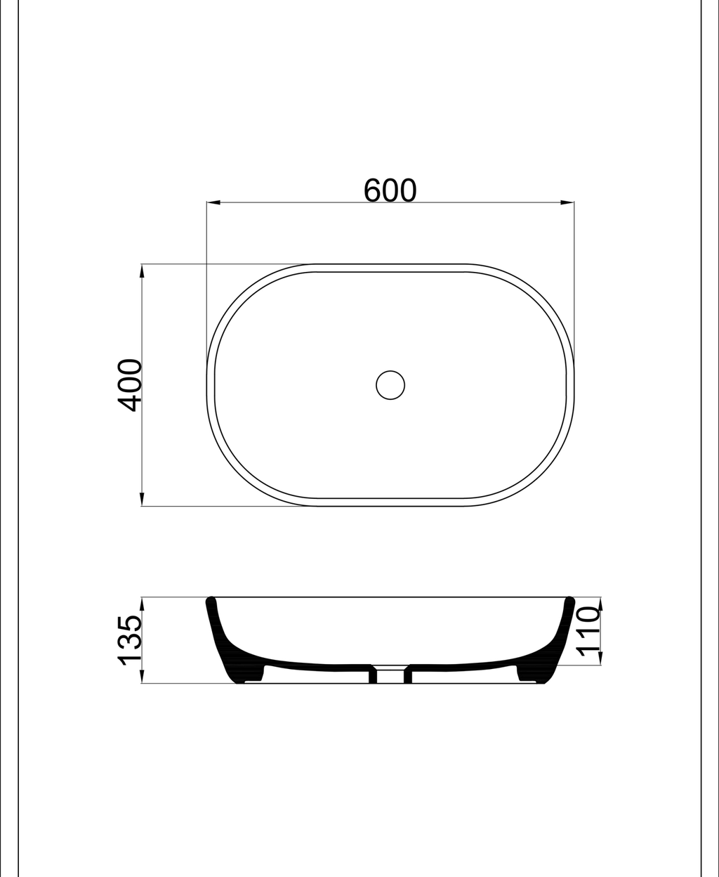 Basin technical dimensions
