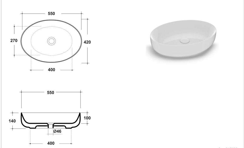 Basin technical dimensions