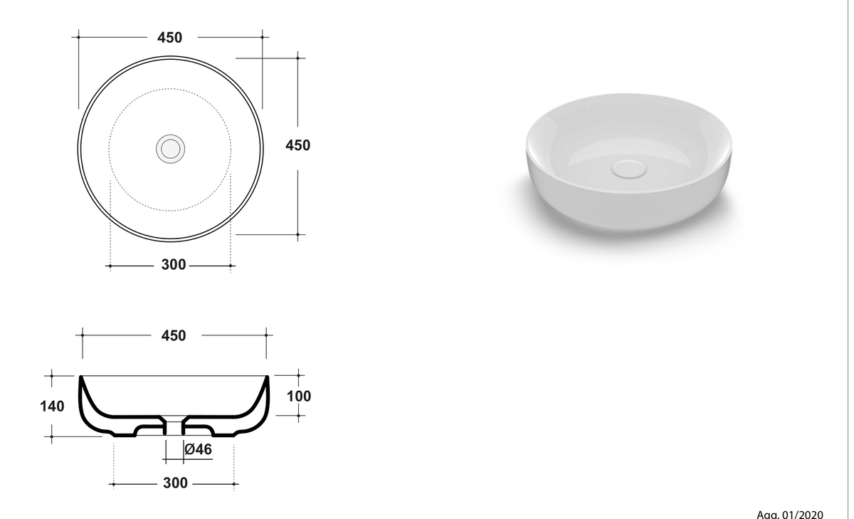 Basin technical dimensions