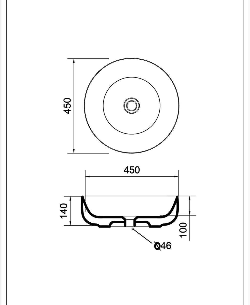 Basin technical dimensions