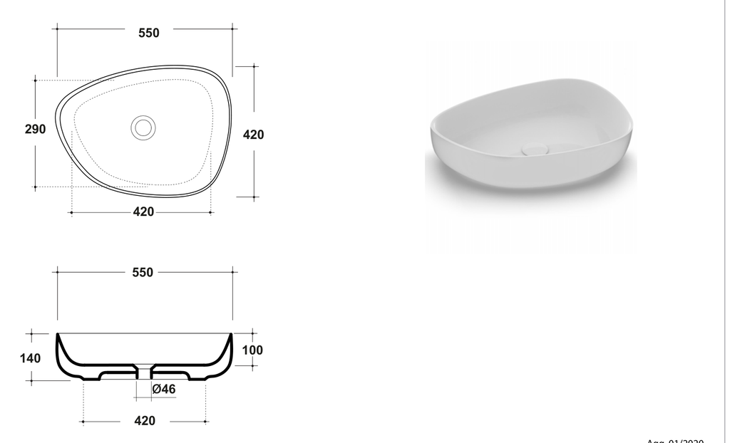Basin technical dimensions