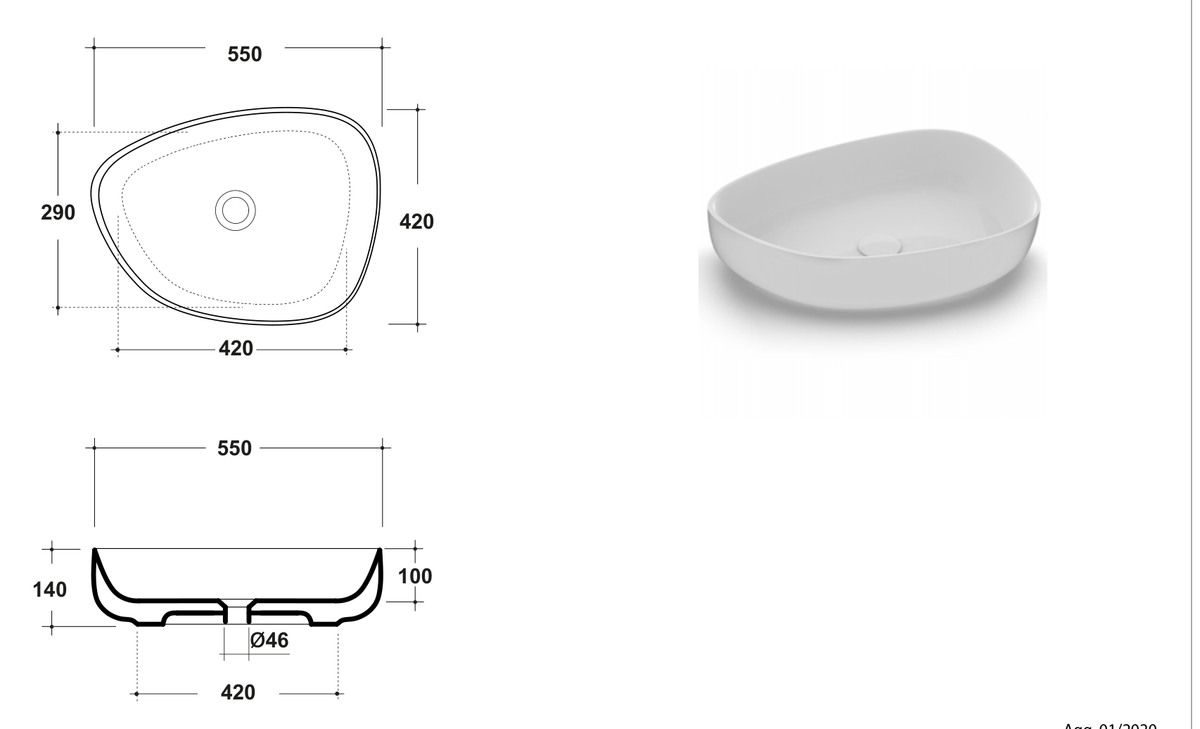 Basin technical dimensions