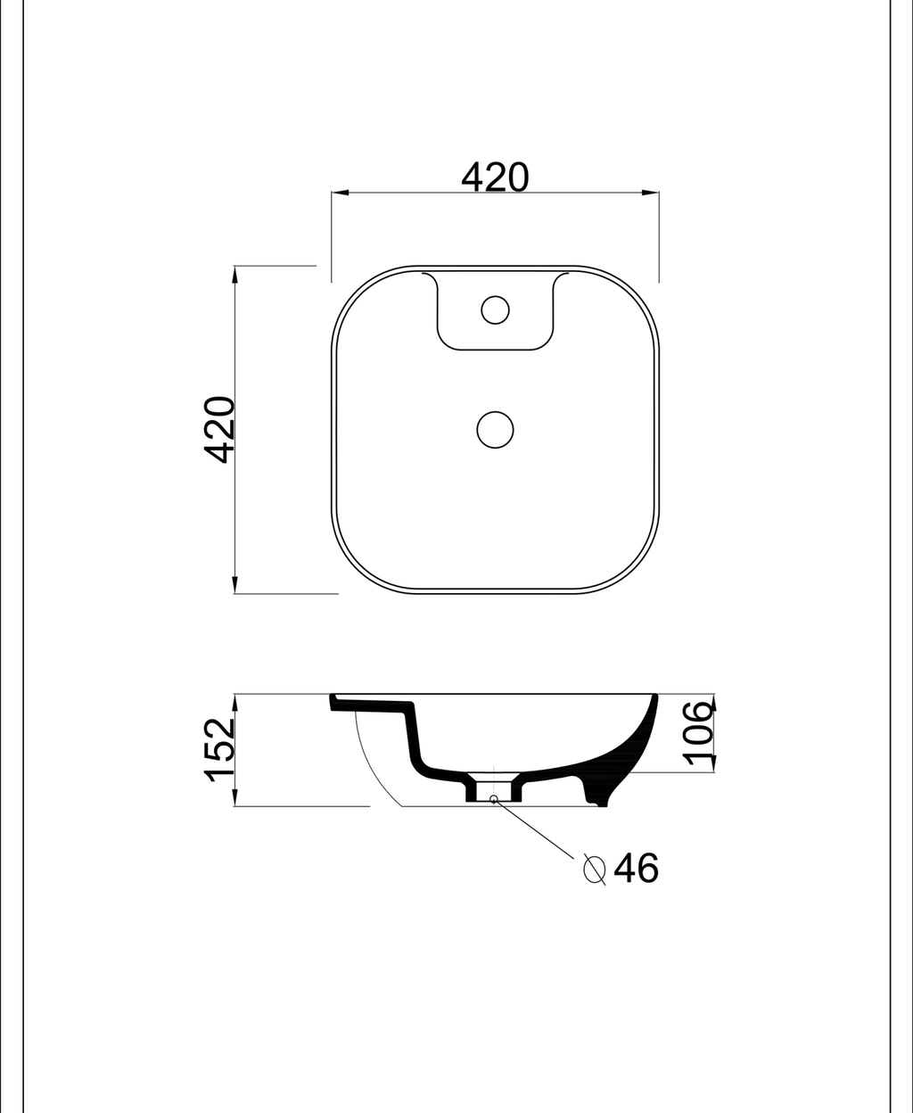 Basin technical dimensions
