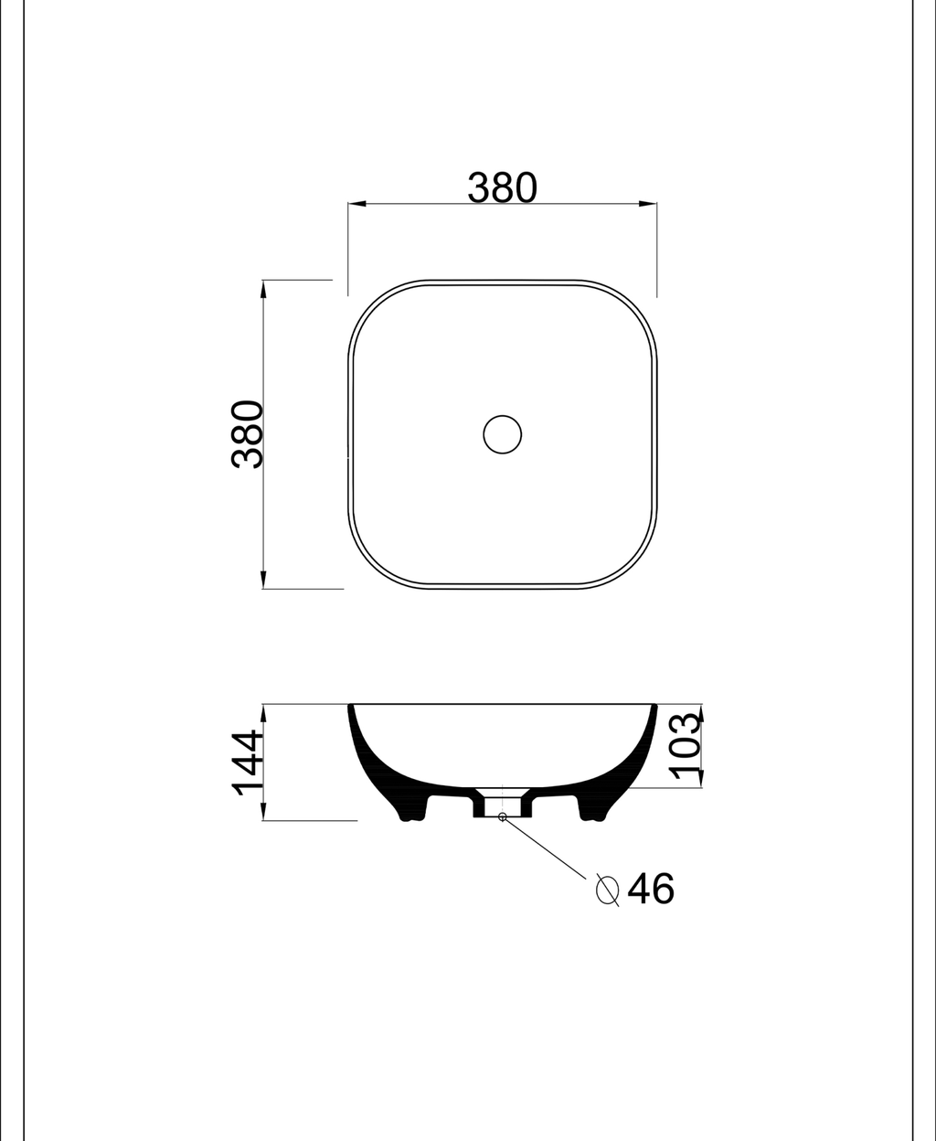 Basin technical dimensions